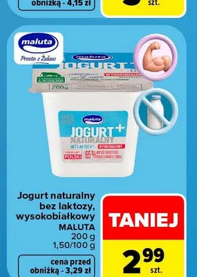 Jogurt naturalny bez laktozy wysokobiałkowy Maluta promocja w Carrefour