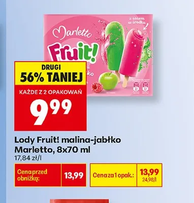 Lody Fruit! malina-jabłko Marletto 8-pak promocja w Biedronka