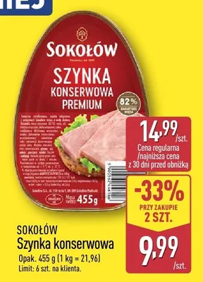 Szynka konserwowa premium promocja w Aldi