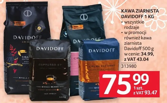 Kawa ziarnista DAVIDOFF 1 KG promocja w Selgros