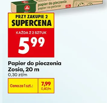 Papier do pieczenia Zosia 20 m promocja w Biedronka