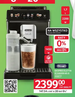 Ekspres do kawy DeLonghi Eletta ECAM450,65.G promocja w Selgros