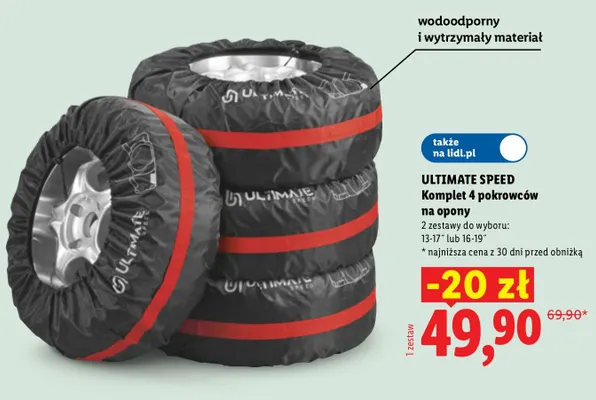 Komplet 4 pokrowców na opony 16-19" Ultimate Speed promocja w Lidl