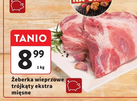 Żeberka wieprzowe trójkąty ekstra mięsne promocja w Intermarche