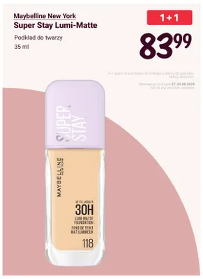 Podkład do twarzy Maybelline New York Super Stay Lumi-Matte promocja w Rossmann
