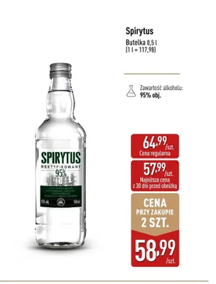 Spirytus rektyfikowany 95% promocja w Aldi