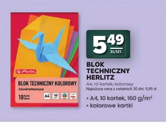 Blok techniczny kolorowy Herlitz A4 10 kartek promocja w Stokrotka