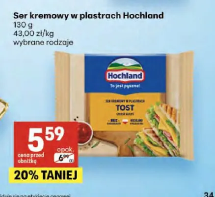 Ser kremowy w plastrach Tost Hochland promocja w Delikatesy Centrum