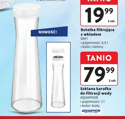 Szklana karafka do filtracji wody AQUAPHOR 1 l promocja w Intermarche