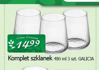 Komplet szklanek 480 ml 3-pak Galicja promocja w CEZAR Delikatesy