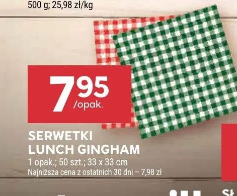 Serwetki lunch Gingham promocja w Stokrotka