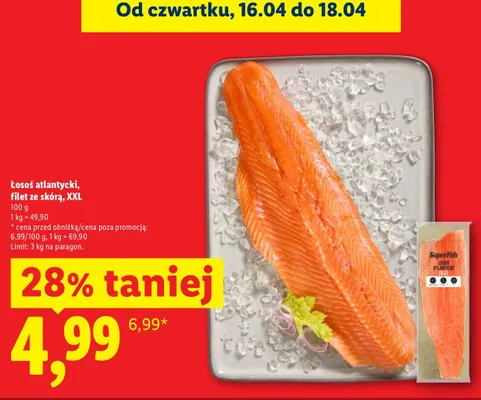 Łosoś atlantycki salmo salar filet ze skórą promocja w Lidl
