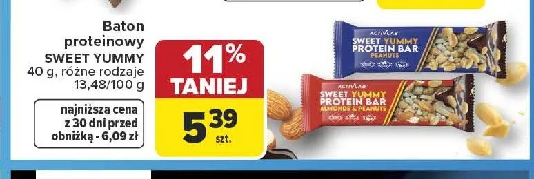 Baton proteinowy Activlab Sweet Yummy Almonds & Peanuts promocja w Carrefour