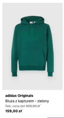 Bluza z kapturem zielona Adidas Originals promocja w Lounge by Zalando