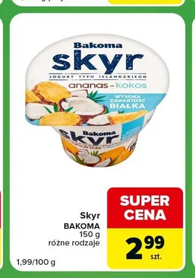 Jogurt typu islandzkiego Skyr Bakoma promocja w Carrefour Express