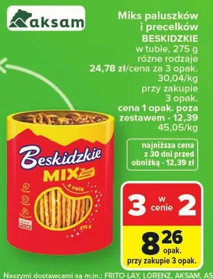 Miks paluszków i precelków BESKIDZKIE w tubie promocja w Carrefour Market