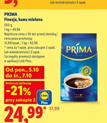 Kawa mielona Prima Finezja promocja w Lidl