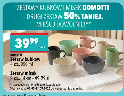 Zestawy kubków i misek DOMOTTI promocja w Biedronka