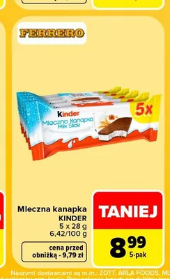 Mleczna kanapka Kinder 5-pak promocja w Carrefour