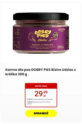 Karma dla psa Dobry Pies Bistro Udziec z królika promocja w Media Expert