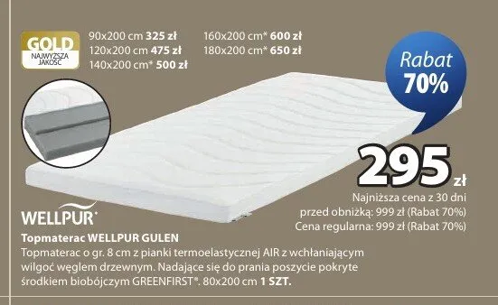 Topmaterac Wellpur Gulen promocja w Jysk