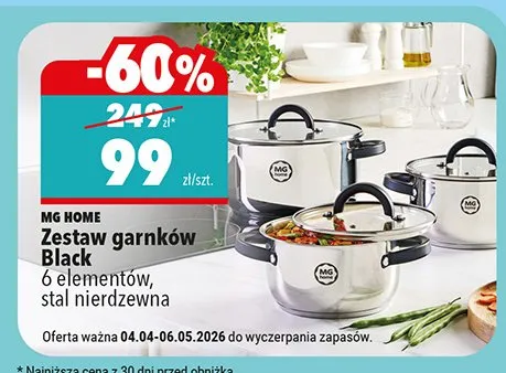 Zestaw garnków Black 6 elementów, stal nierdzewna promocja w Biedronka