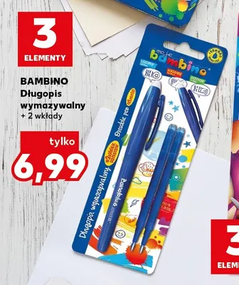 Długopis wymazywalny + 2 wkłady Bambino promocja w Kaufland