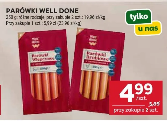 Parówki Well Done różne rodzaje promocja w Stokrotka