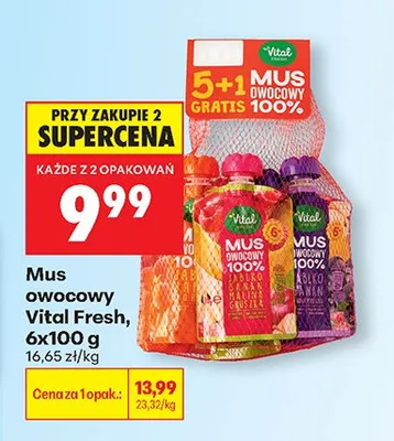 Mus owocowy 100% promocja w Biedronka