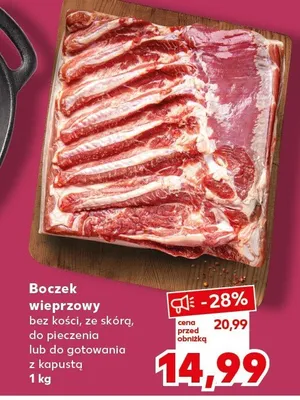 Boczek wieprzowy bez kości, ze skórą, do pieczenia lub do gotowania z kapustą promocja w Kaufland
