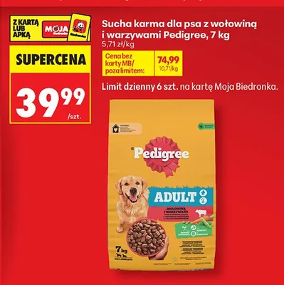 Sucha karma dla psa Pedigree Adult z wołowiną i warzywami promocja w Biedronka