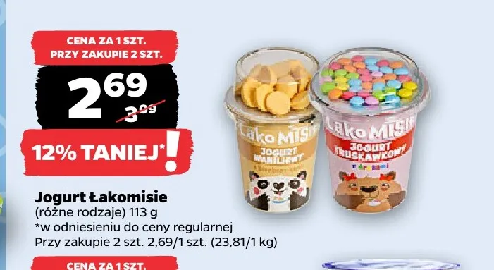Jogurt Łakomisie truskawkowy promocja w Netto