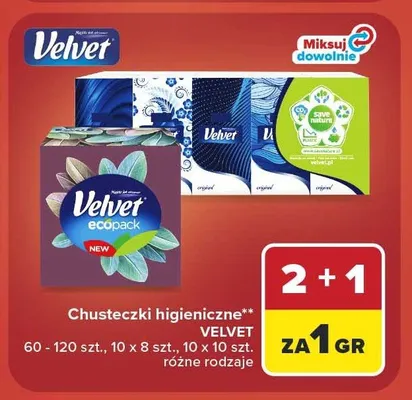 Chusteczki higieniczne Velvet Original promocja w Carrefour