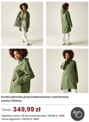 Kurtka damska przeciwdeszczowa z membraną Levita zielony promocja w Regatta