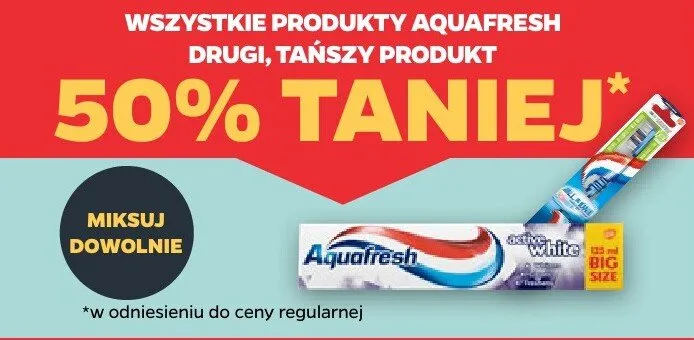 Wszystkie produkty drugi, tańszy produkt 50% taniej promocja w Netto