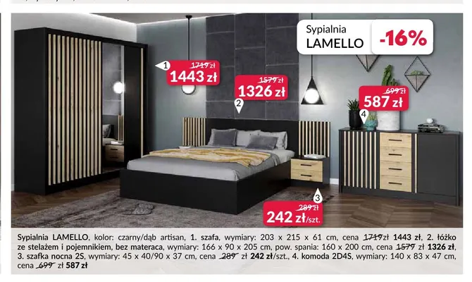 Łóżko ze stelażem i pojemnikiem bez materaca Lamello promocja w Salony Agata