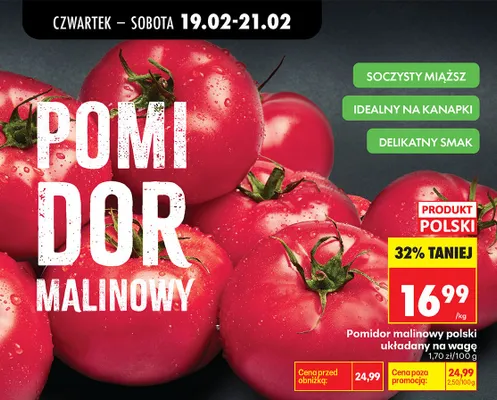 Pomidor malinowy polski układany na wagę promocja w Biedronka