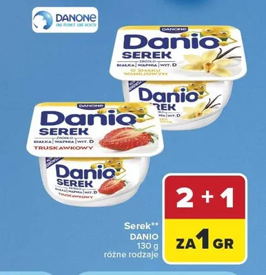 Serek homogenizowany Danio Danone o smaku waniliowym promocja w Carrefour