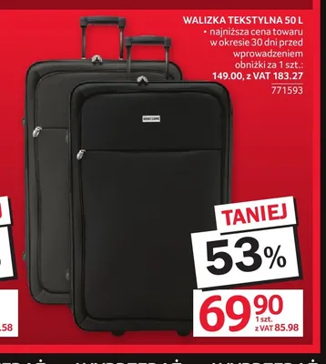Walizka tekstylna 50 l promocja w Selgros