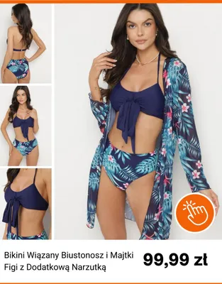 Bikini wiązany biustonosz i majtki figi z dodatkową narzutką Born2be promocja w Born2be