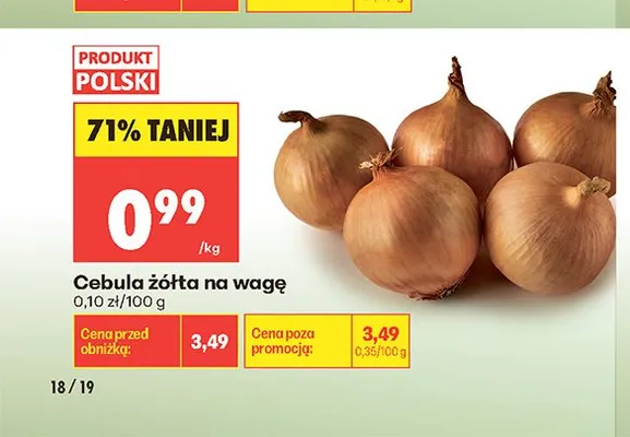 Cebula żółta na wagę polska promocja w Biedronka