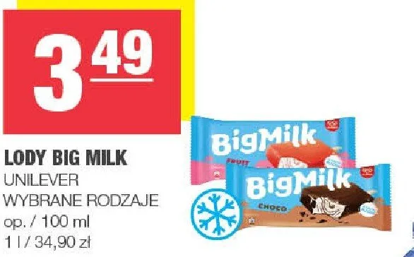 Lody Big Milk promocja w SPAR