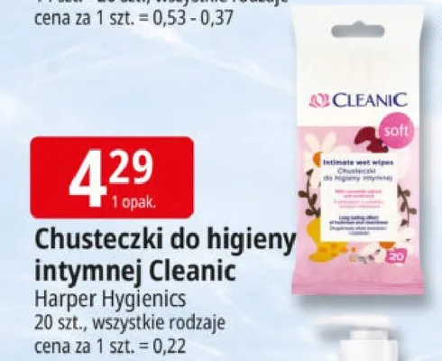 Chusteczki do higieny intymnej Cleanic promocja w Leclerc