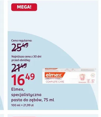 Pasta do zębów specjalistyczna Elmex Complete Care promocja w Rossmann