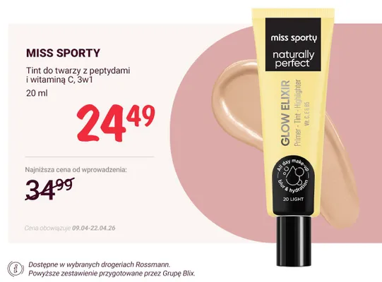 Tint do twarzy z peptydami i witaminą C 3w1 Glow Elixir promocja w Rossmann