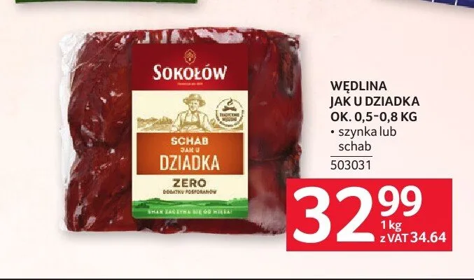 Szynka jak u dziadka Sokołów promocja w Selgros