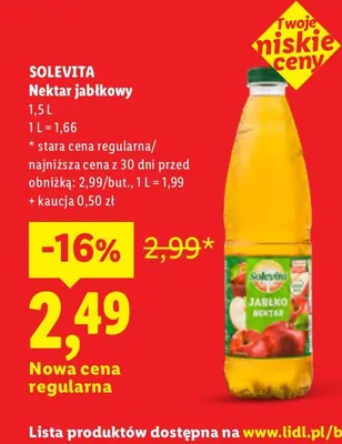 Nektar jabłkowy Solevita promocja w Lidl