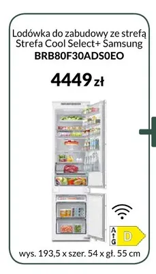 Lodówka do zabudowy ze strefą Cool Select+ Samsung promocja w Salony Agata