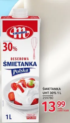 Śmietanka Mlekovita UHT 30% 1 l promocja w Selgros
