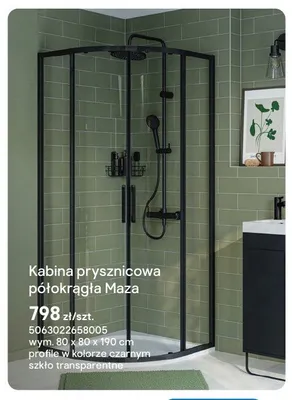 Kabina prysznicowa półokrągła Maza promocja w Castorama